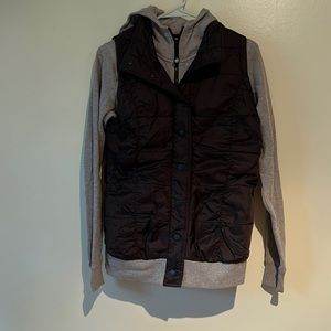 Sweatshirt with connected vest.